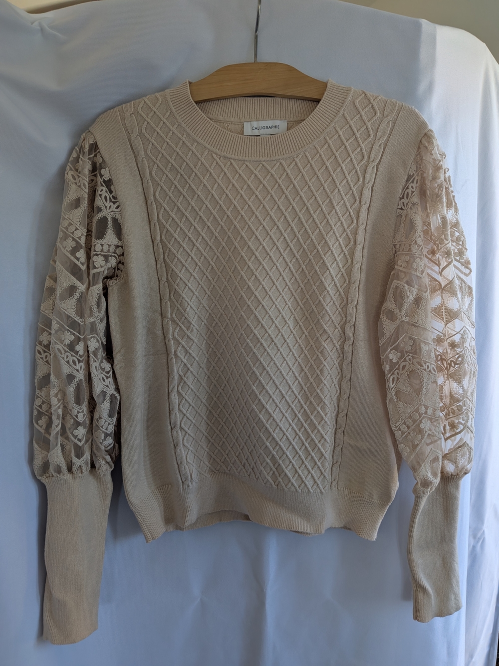 Calligraphie Diamond Quilted Knit Sweater Size M